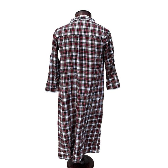 Sleep Sense Plaid Flannel Nightgown Lace Accent Modest Size Small Petite - Picture 6 of 7